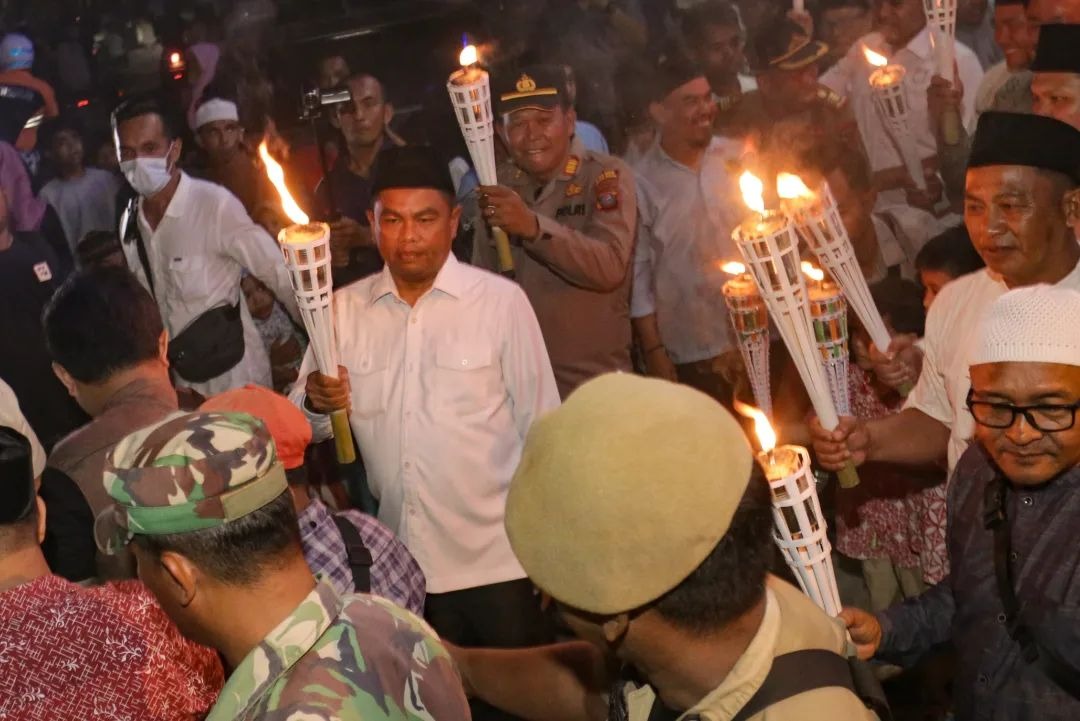 Bupati dan Wabup Sergai Hadiri Pawai Obor, Tradisi Masyarakat Tanjung Beringin Jelang Ramadan