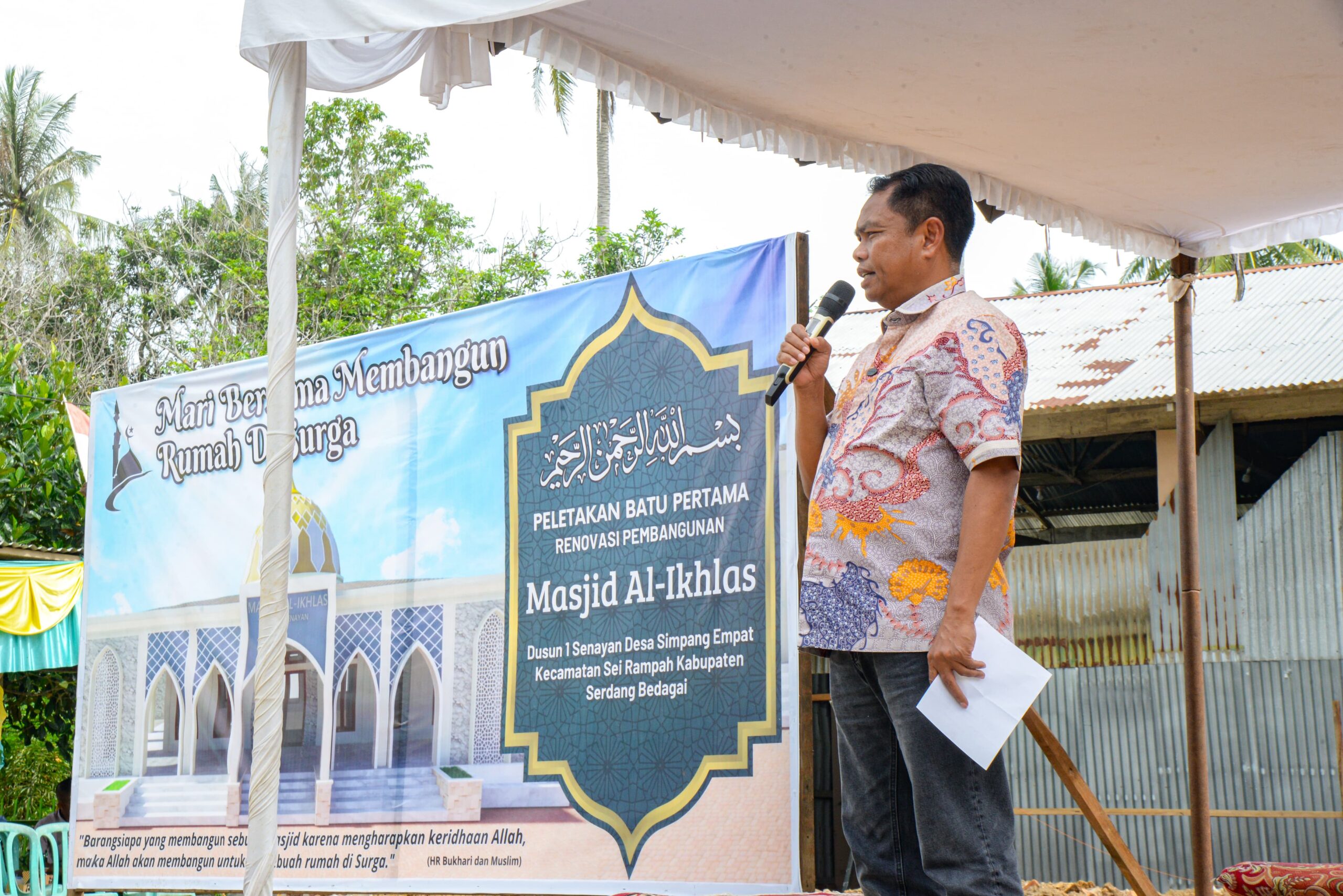 Bupati Sergai Tekankan Gotong Royong untuk Sukseskan Pembangunan Masjid Al-Ikhlas